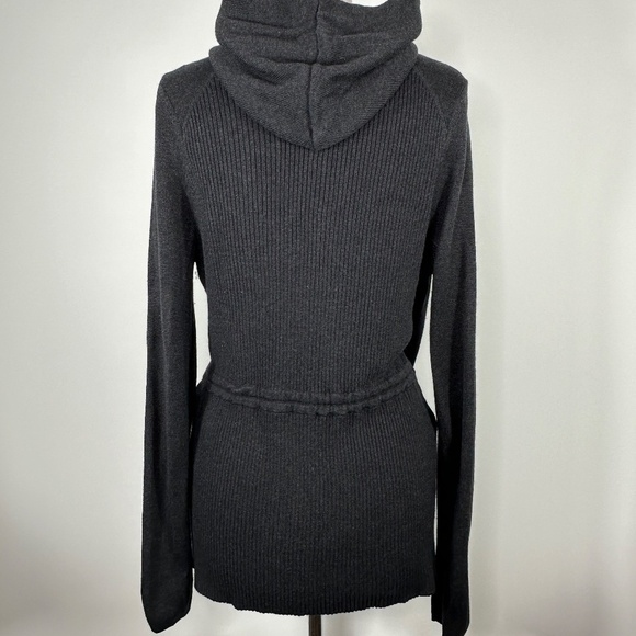 LULULEMON Size 6? Hooded Peace Of Mind Wrap Cardigan Sweater Heathered Black - Picture 11 of 14